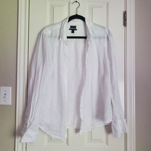 White j crew linen shirt, size 14